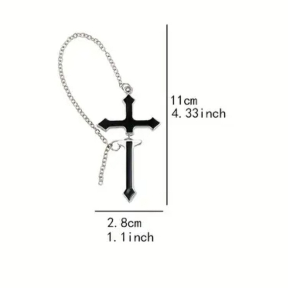 Hot Topic 1Piece Goth Black Cross Chain Earring NWOT - Picture 4 of 5